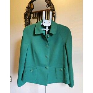 Talbots $169 Wool Blend Blazer Emerald Green Pocket Jacket Womens 16 Career New